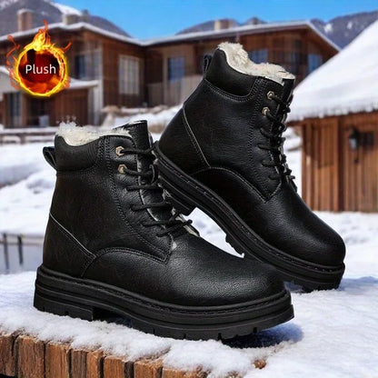 Men’s Insulated Leather-Look High-Top Winter Boots