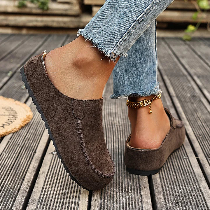 Women’s Retro Comfort Leather-Look Slip-On Mules