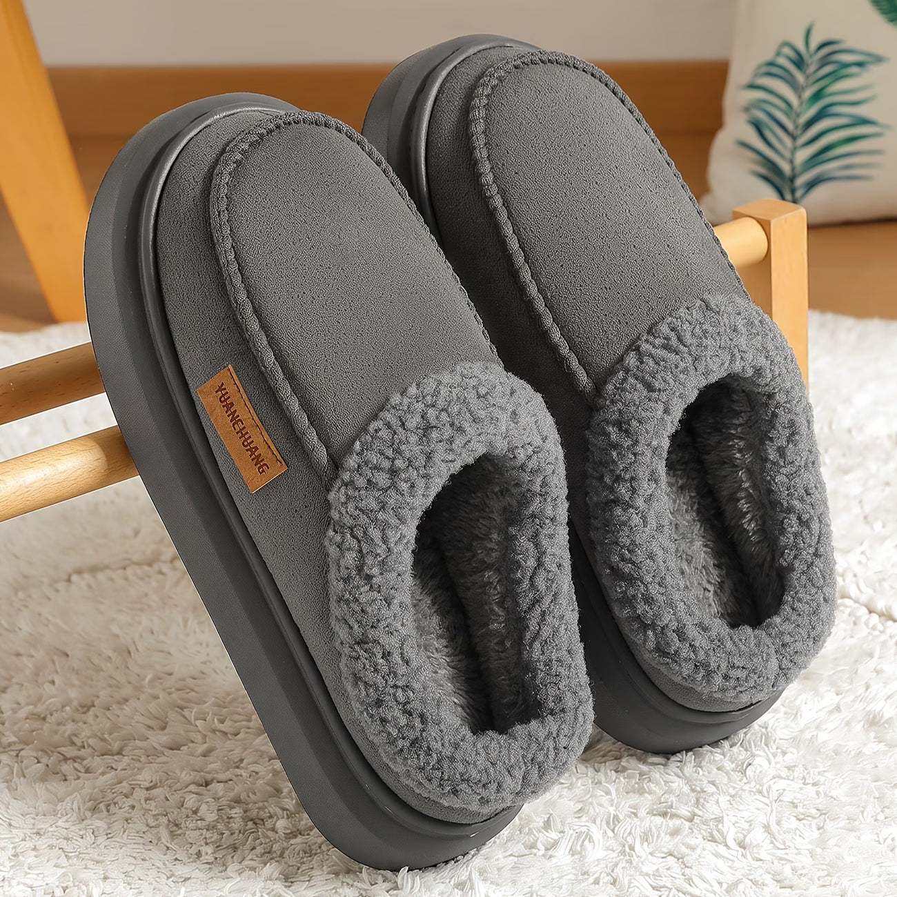 Men's Side Stitch Winter House Shoes