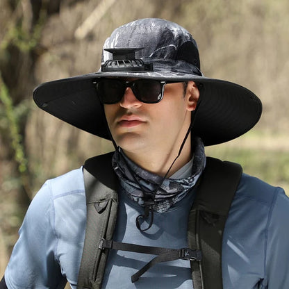 Solar Fan Wide-Brim Hat