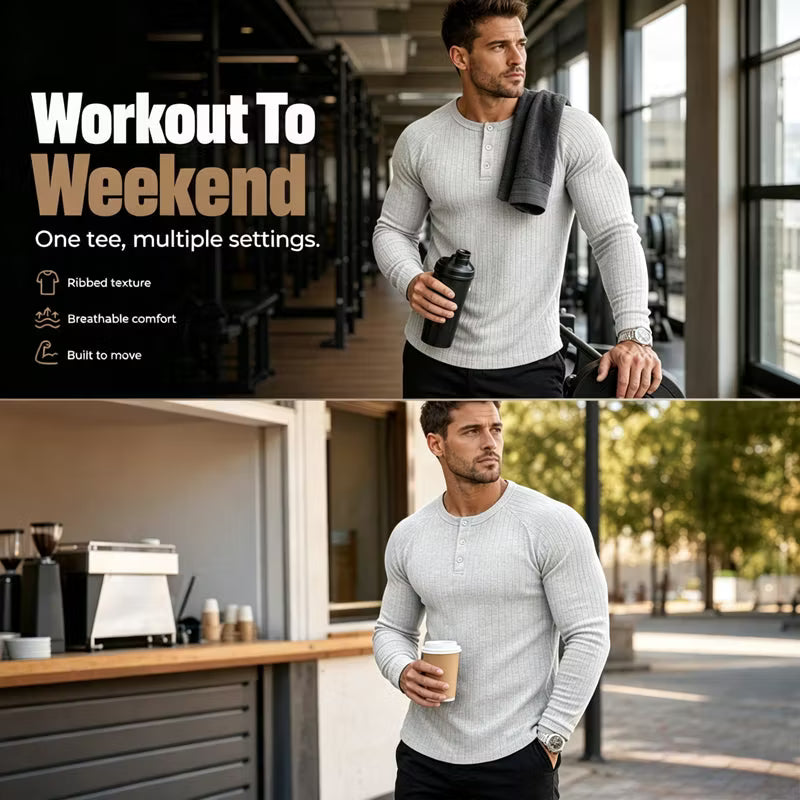 Men's Textured Henley Shirt