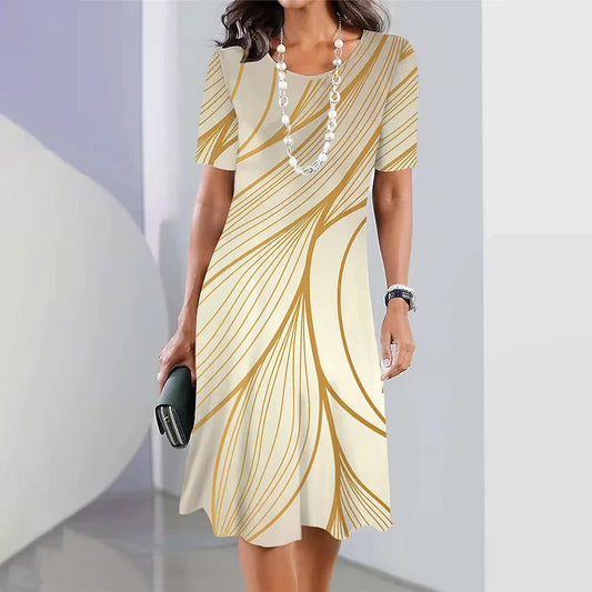Women’s Abstract Print Round-Neck Dress