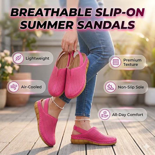 Women's Perforated Slingback Wedge Sandals