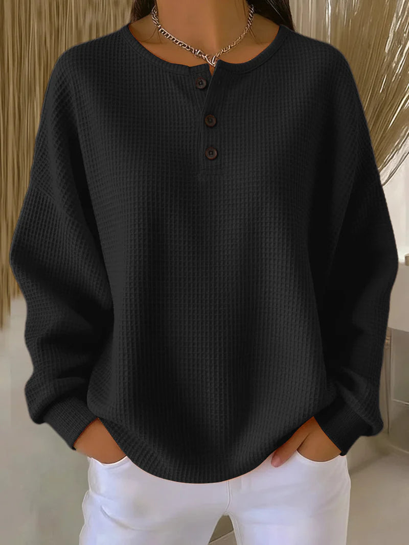 Women’s Textured Button-Collar Top