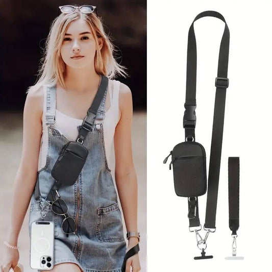 Adjustable Crossbody Phone Strap with Detachable Pouch