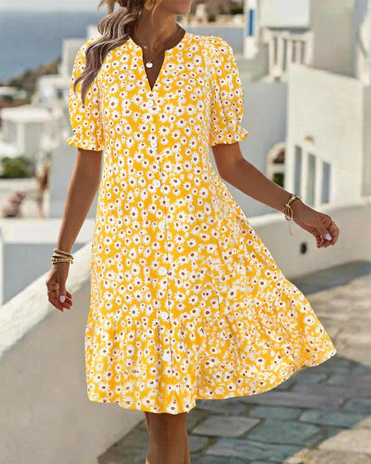 Women’s Daisy Print Button-Front Dress