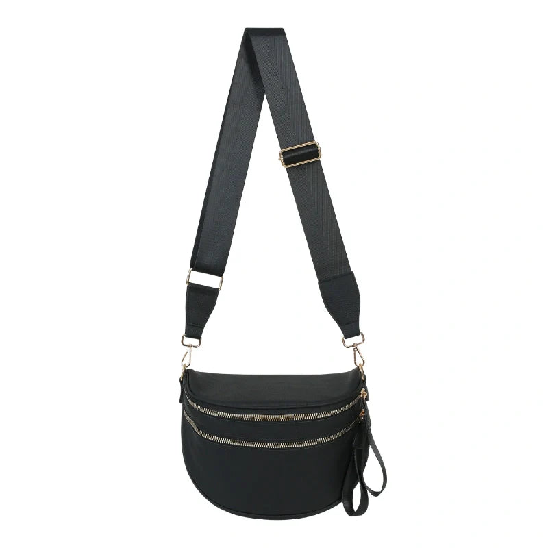 Women’s Multi-Pocket Leather-Look Crossbody Bag