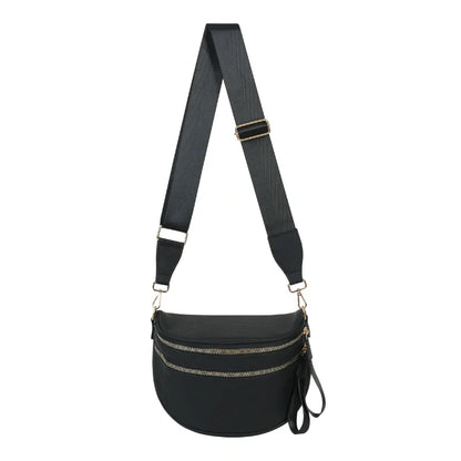 Women’s Multi-Pocket Leather-Look Crossbody Bag