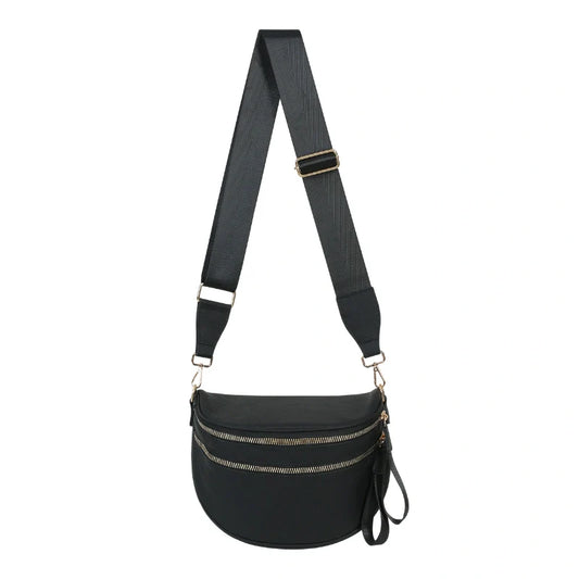 Women’s Multi-Pocket Leather-Look Crossbody Bag