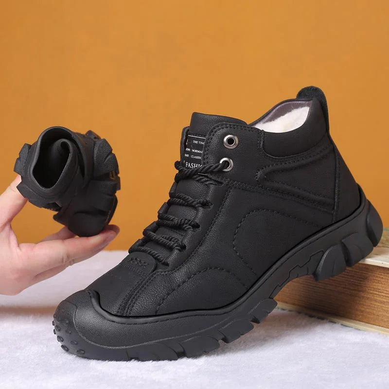 Men's Brown Leather-Look Casual Ankle Boots
