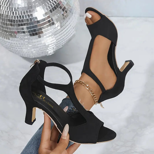 Elegant Stiletto Heel Sandals with Ankle Strap