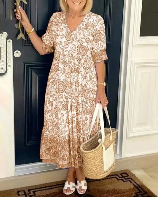 Women’s Boho V-Neck Cotton Summer Dress