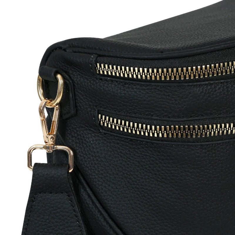Women’s Multi-Pocket Leather-Look Crossbody Bag