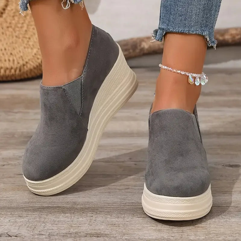 Women’s Cushioned Platform Wedge Slip-On Trainers