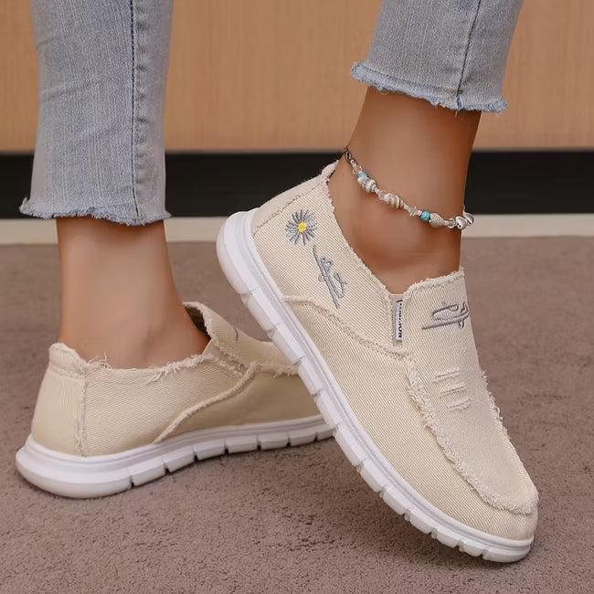 Women's Embroidered Canvas Slip On Shoes