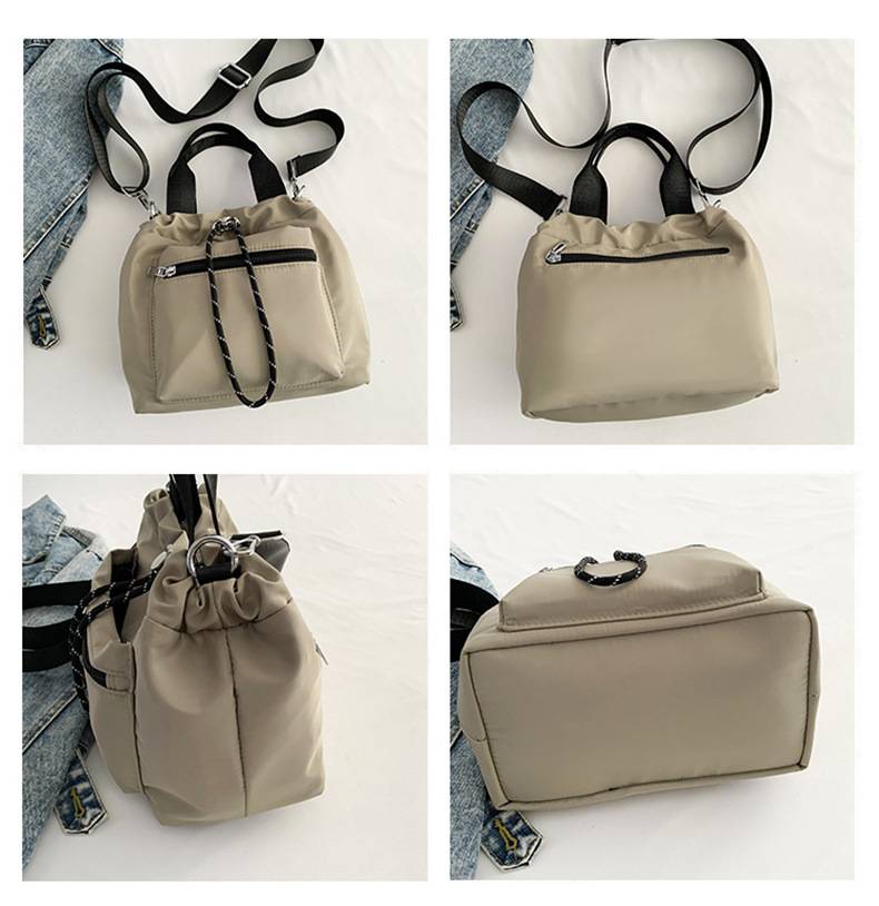 Women’s Nylon Drawstring Bucket Shoulder Bag