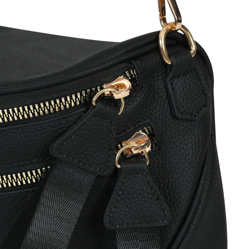 Women’s Multi-Pocket Leather-Look Crossbody Bag