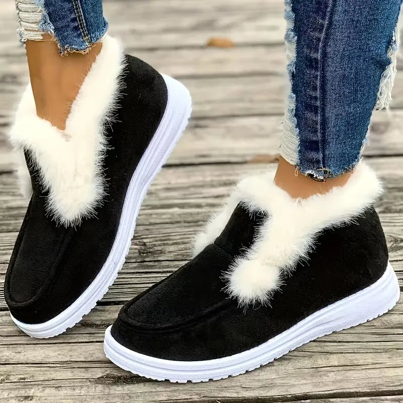 Women’s Faux Fur Trim Winter Slip-On Comfort Shoes