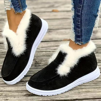 Women’s Faux Fur Trim Winter Slip-On Comfort Shoes