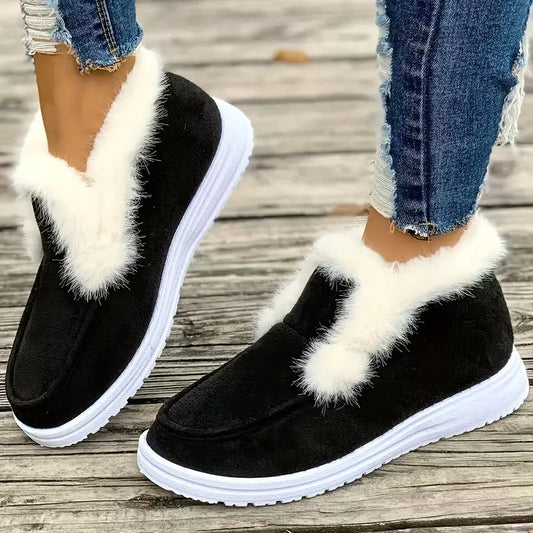 Women’s Faux Fur Trim Winter Slip-On Comfort Shoes