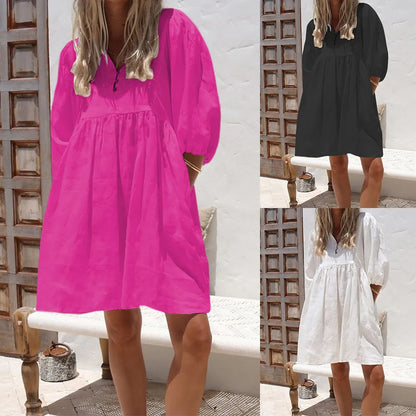 Women's Relaxed V-Neck Mini Dress