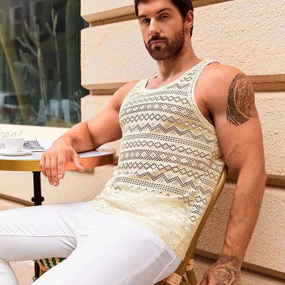 Men’s Open-Knit Sleeveless Vest