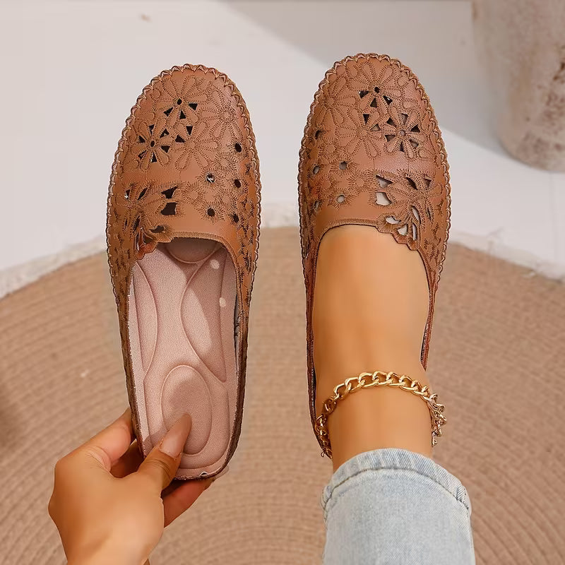 Women’s Floral Cut-Out Mule Flats