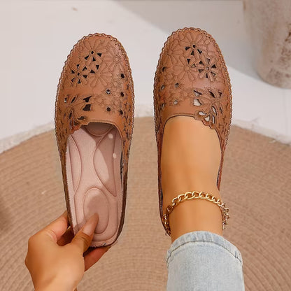 Women’s Floral Cut-Out Mule Flats