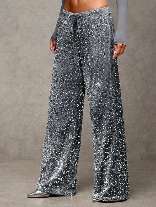 Women's Sequin Wide-Leg Trousers