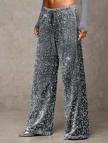Women's Sequin Wide-Leg Trousers