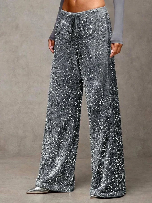 Women's Sequin Wide-Leg Trousers