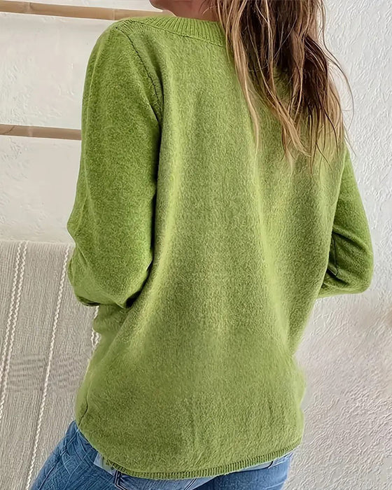 Women’s Soft V-Neck Button Knit Jumper