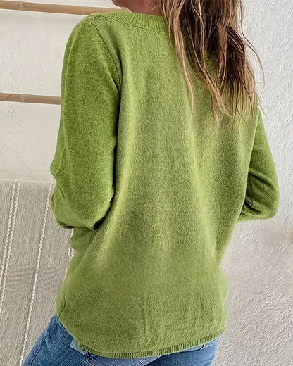 Women’s Soft V-Neck Button Knit Jumper