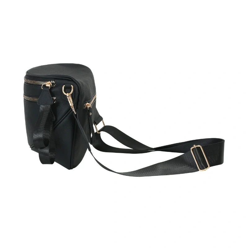 Women’s Multi-Pocket Leather-Look Crossbody Bag