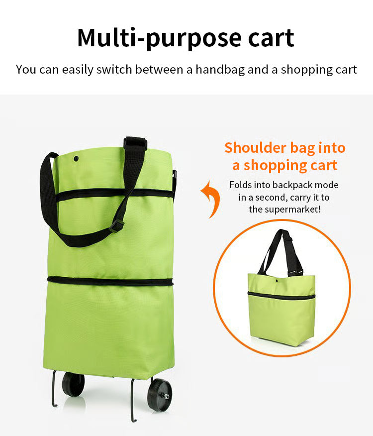 Convertible Shopping Tote with Fold-Away Wheels