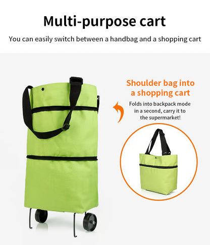 Convertible Shopping Tote with Fold-Away Wheels