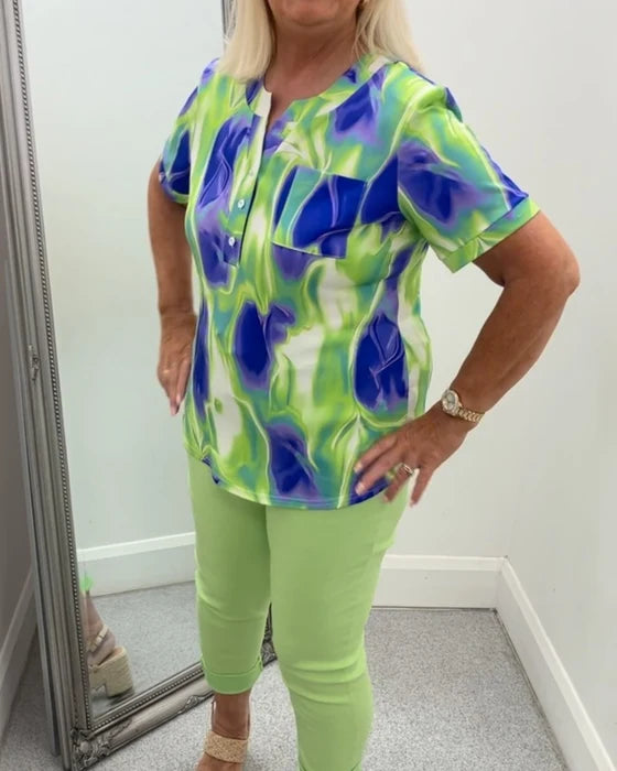 Women's Ombre Henley Pocket Top