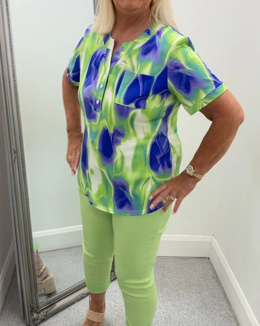 Women's Ombre Henley Pocket Top