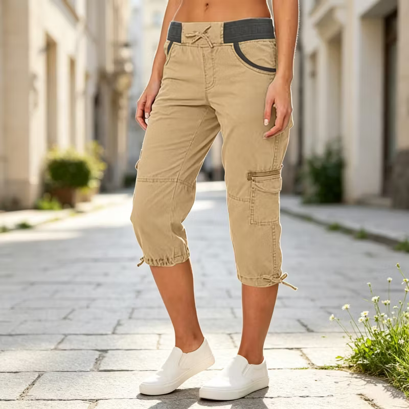 Women’s High-Waisted Cargo Capri Trousers