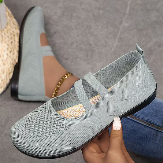 Women's Double-Strap Knitted Flats