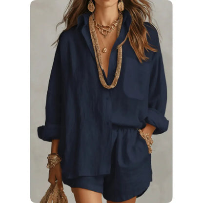 Women's Relaxed Shirt and Shorts Set