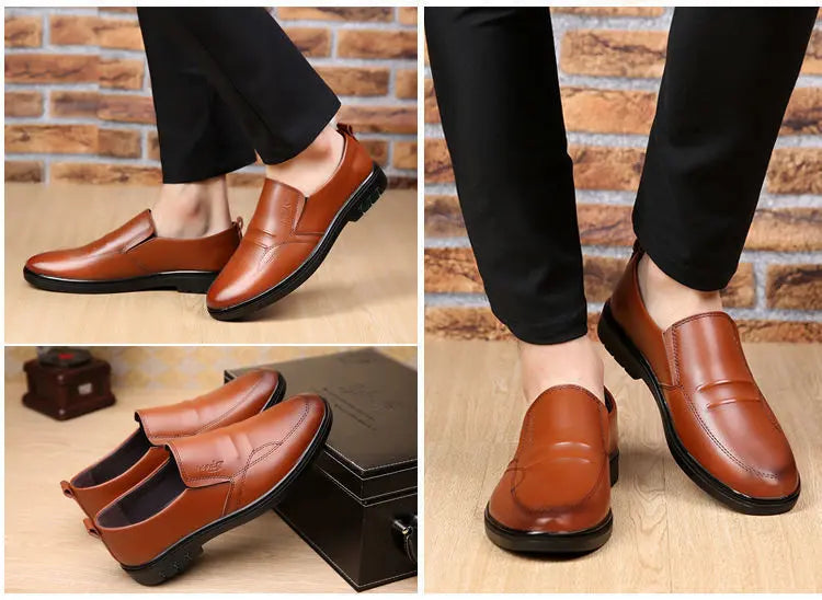 Men's Business Leather-Look Shoes: British Style & Comfort