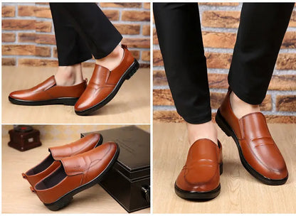 Men's Business Leather-Look Shoes: British Style & Comfort