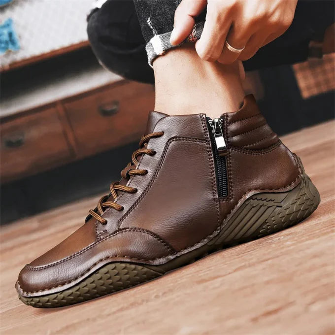 Men’s Leather-Look Mid-Ankle Boots