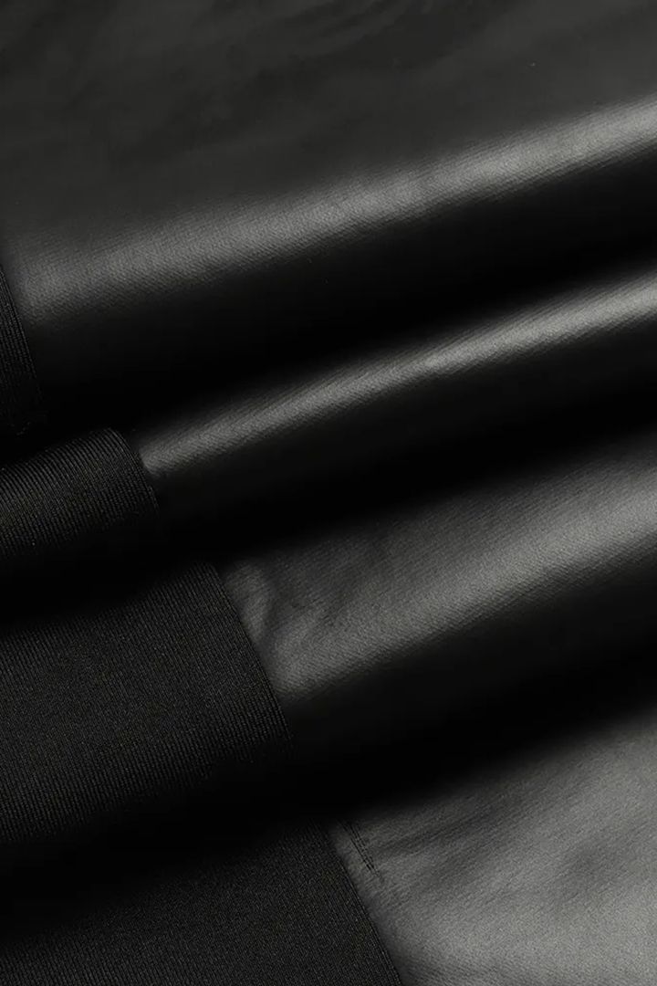 Women’s High-Waist Faux Leather Panel Zip Detail Trousers