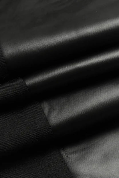 Women’s High-Waist Faux Leather Panel Zip Detail Trousers