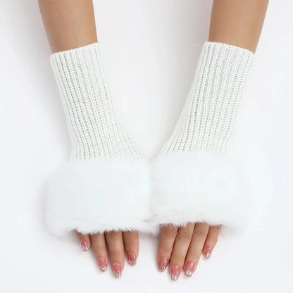 Women’s Faux Fur Cuff Ribbed Arm Warmers
