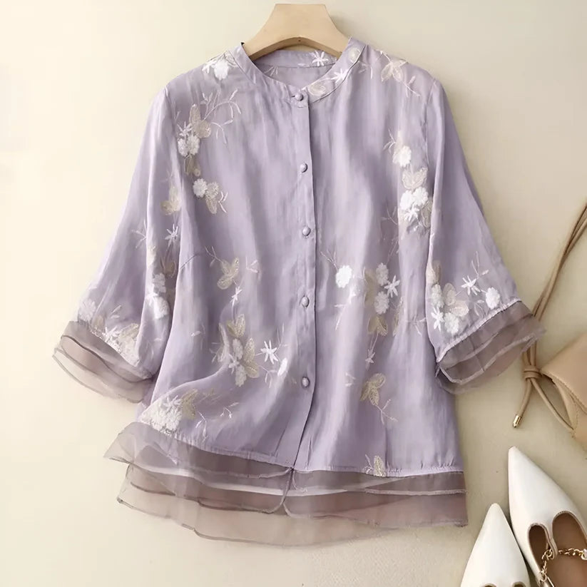 Women’s Embroidered Floral Cotton Top