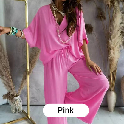 Women’s Relaxed Fit Two-Piece Top and Trousers Set