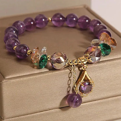 Amethyst and Mixed Crystal Bead Bracelet